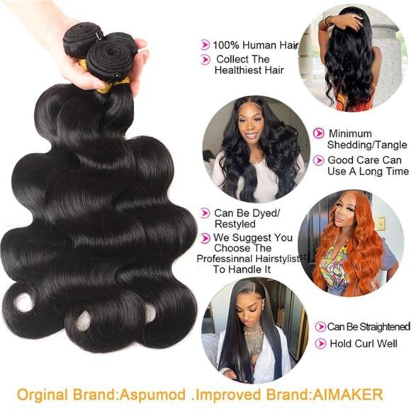 12A Human Hair Bundles Body Wave 3 Bundles Human Hair 16 18 20Inch main image 6